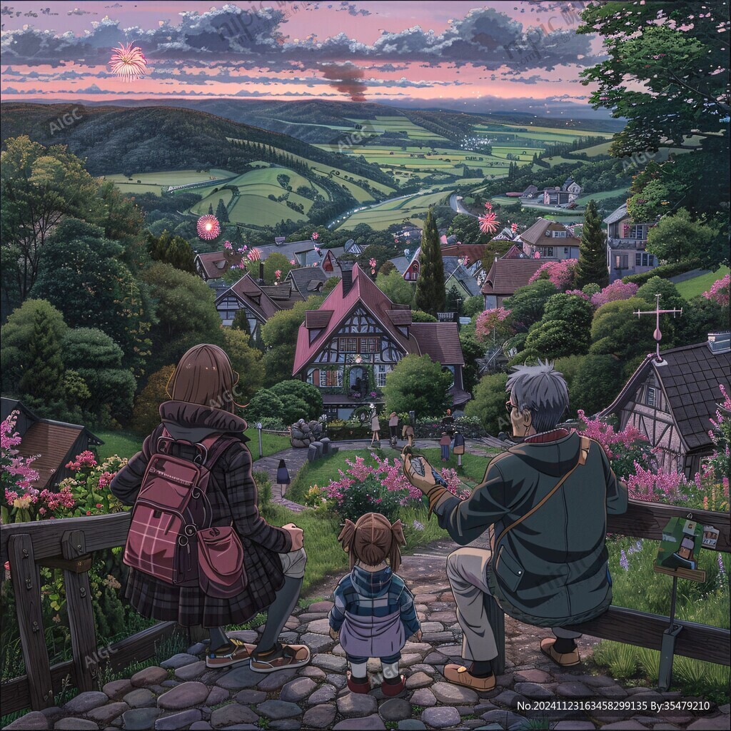鄉村場景插畫
