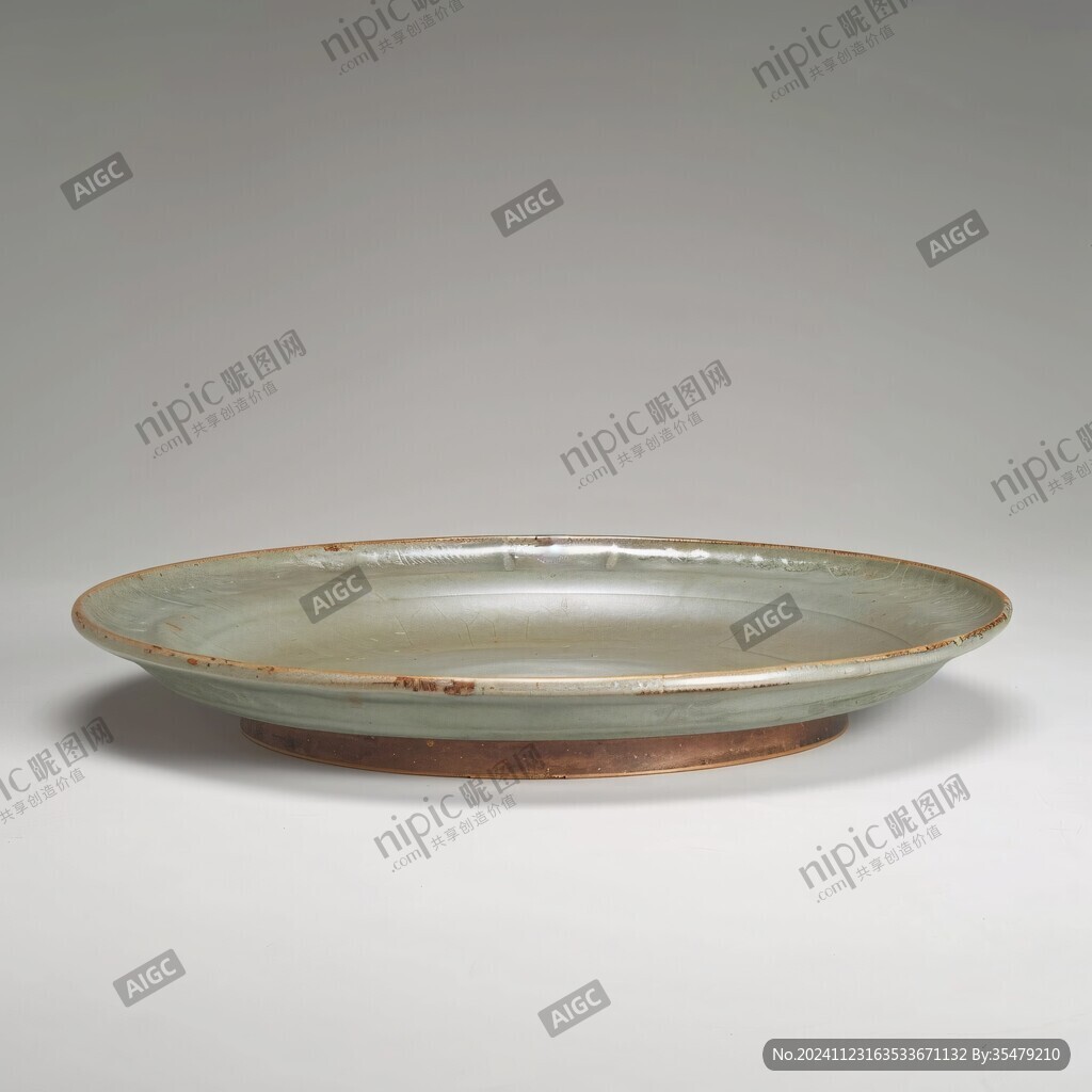 褐彩蘭草紋青瓷碟