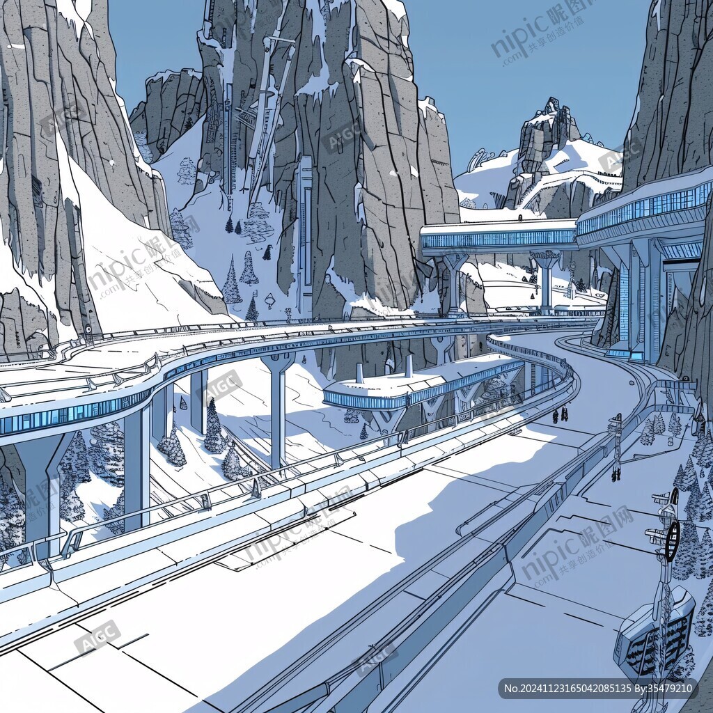 雪山橋梁圖