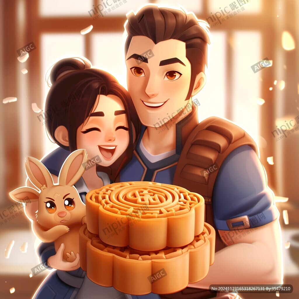 月餅人物ip插畫