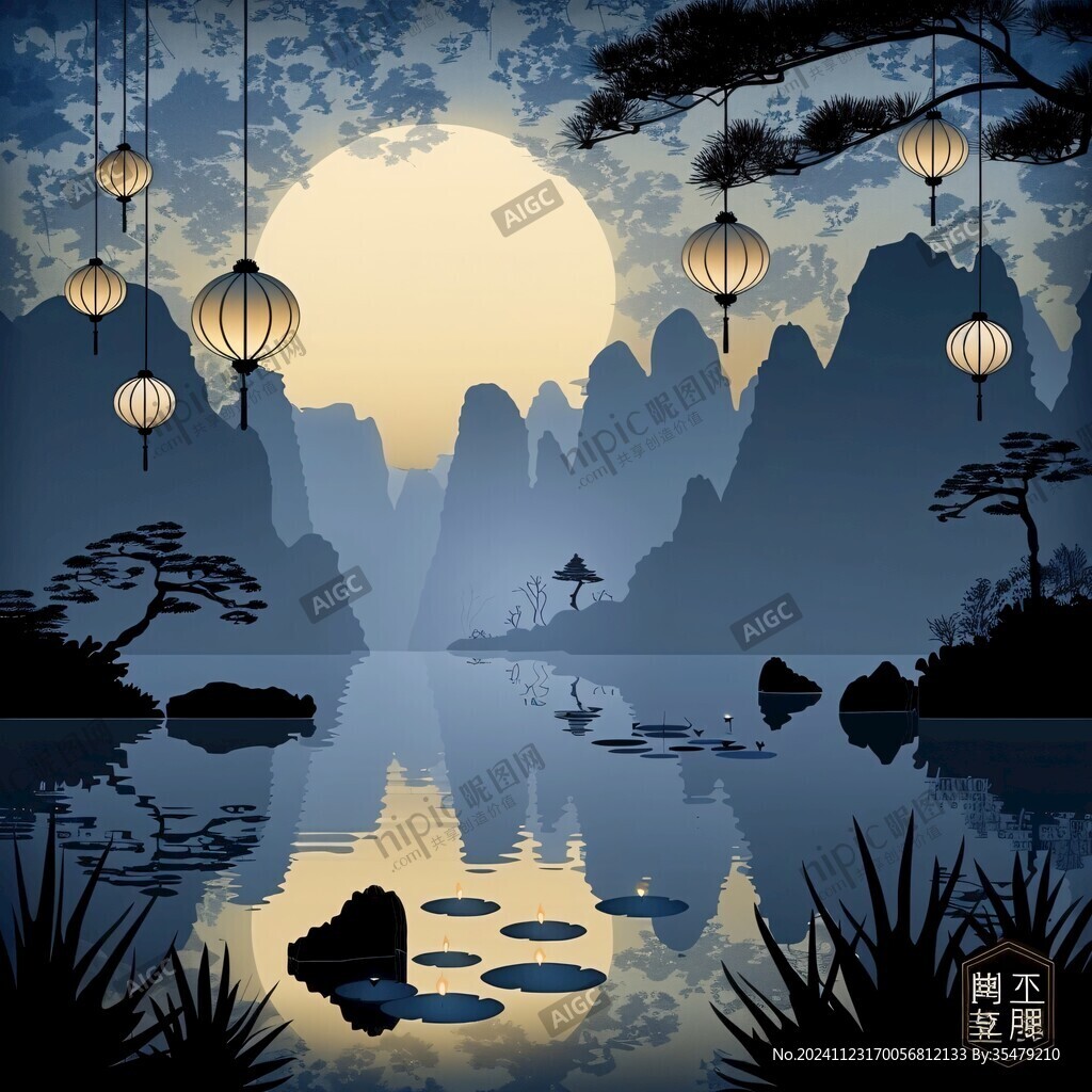 復(fù)古禪意山水