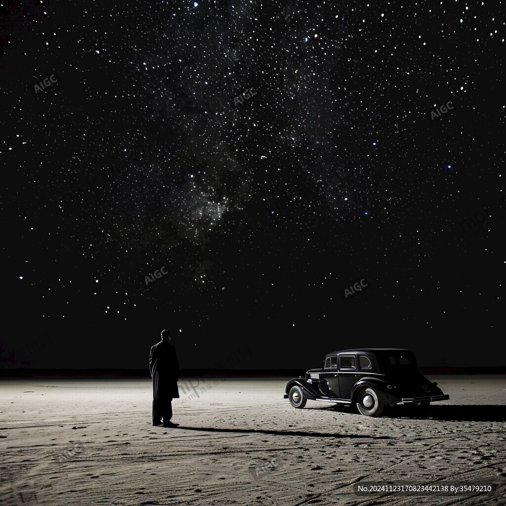 繁星下的汽車