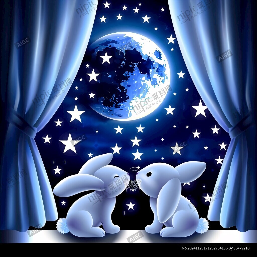 夜晚月下聊天