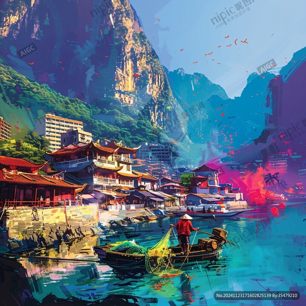 融水縣風(fēng)光插畫