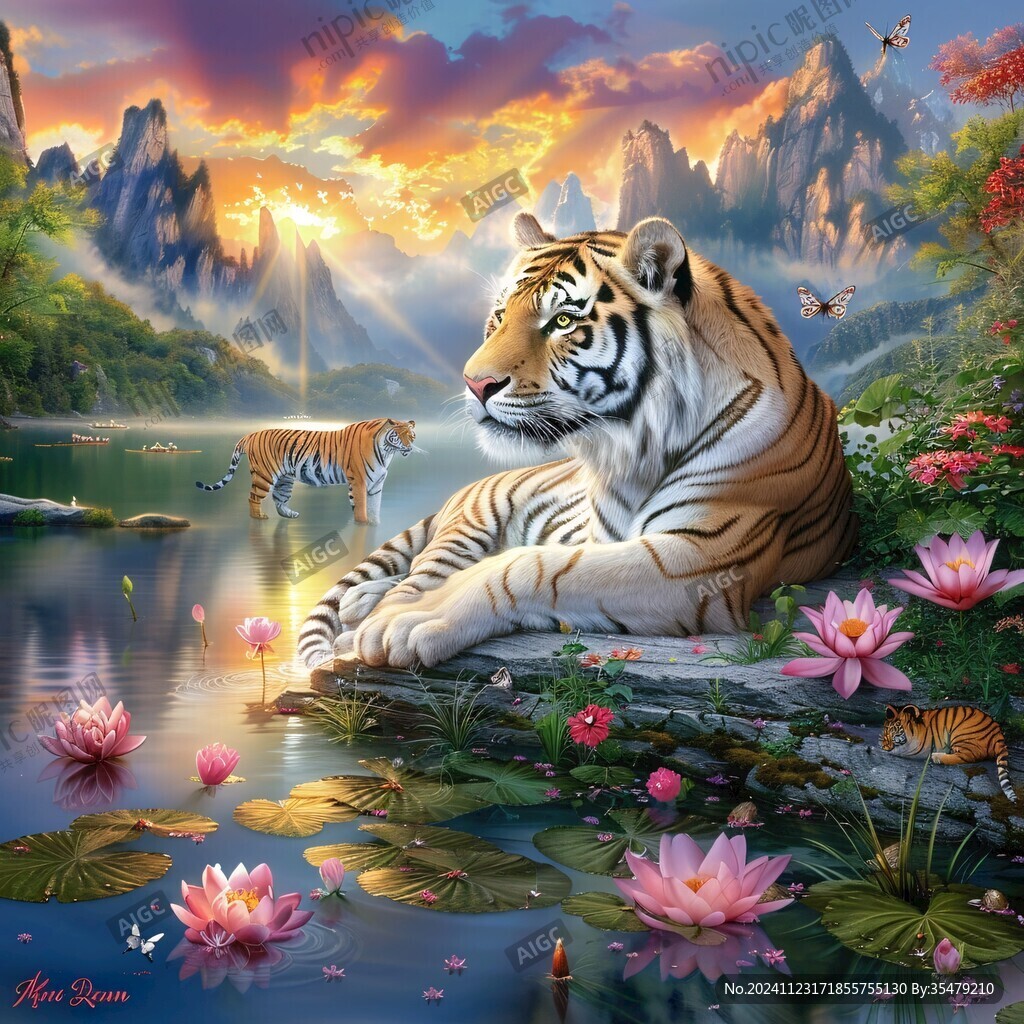 海報(bào)年畫(huà)白虎原創(chuàng)