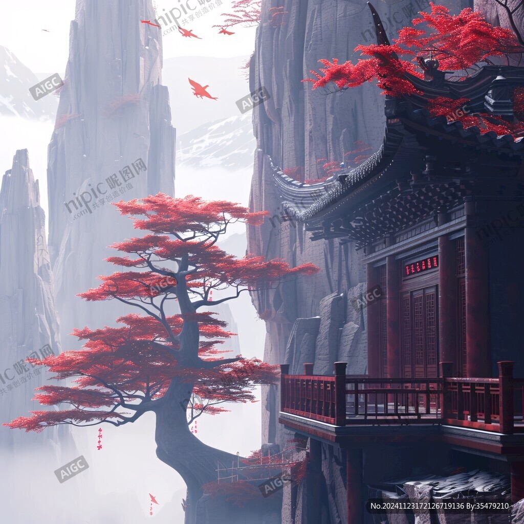 古典古風(fēng)復(fù)古迎客松