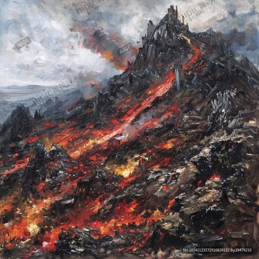 油畫山