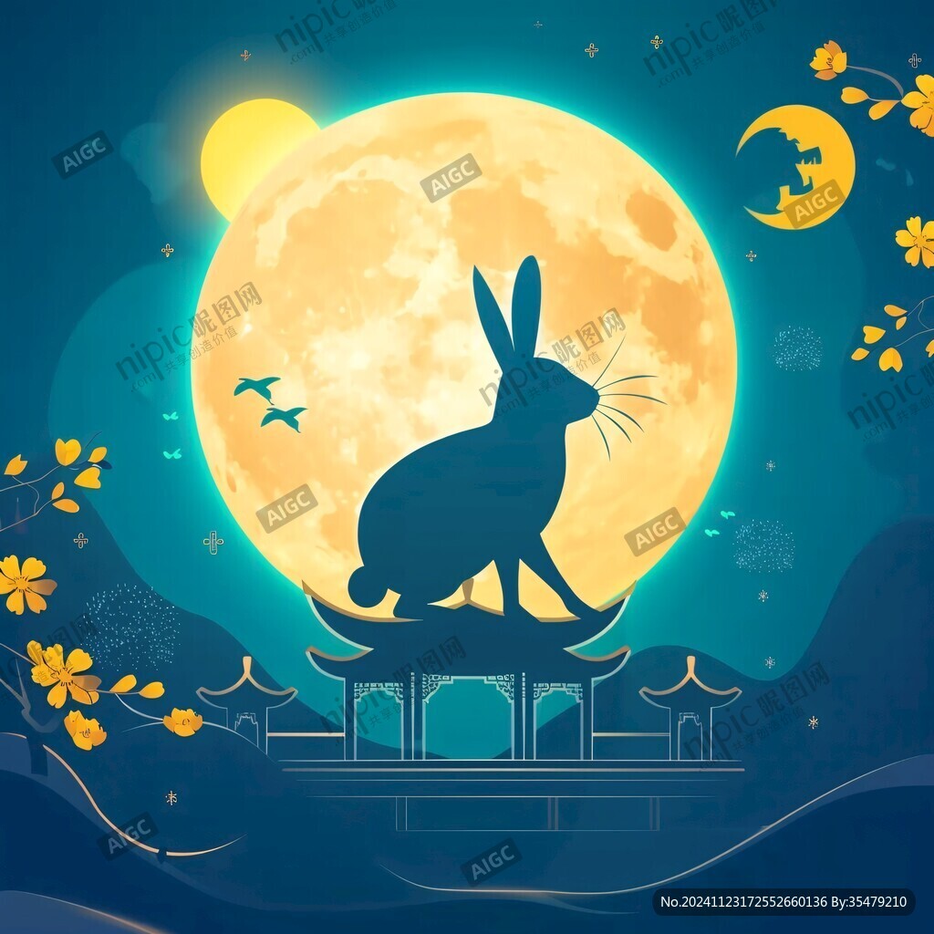 中秋扁平化插畫