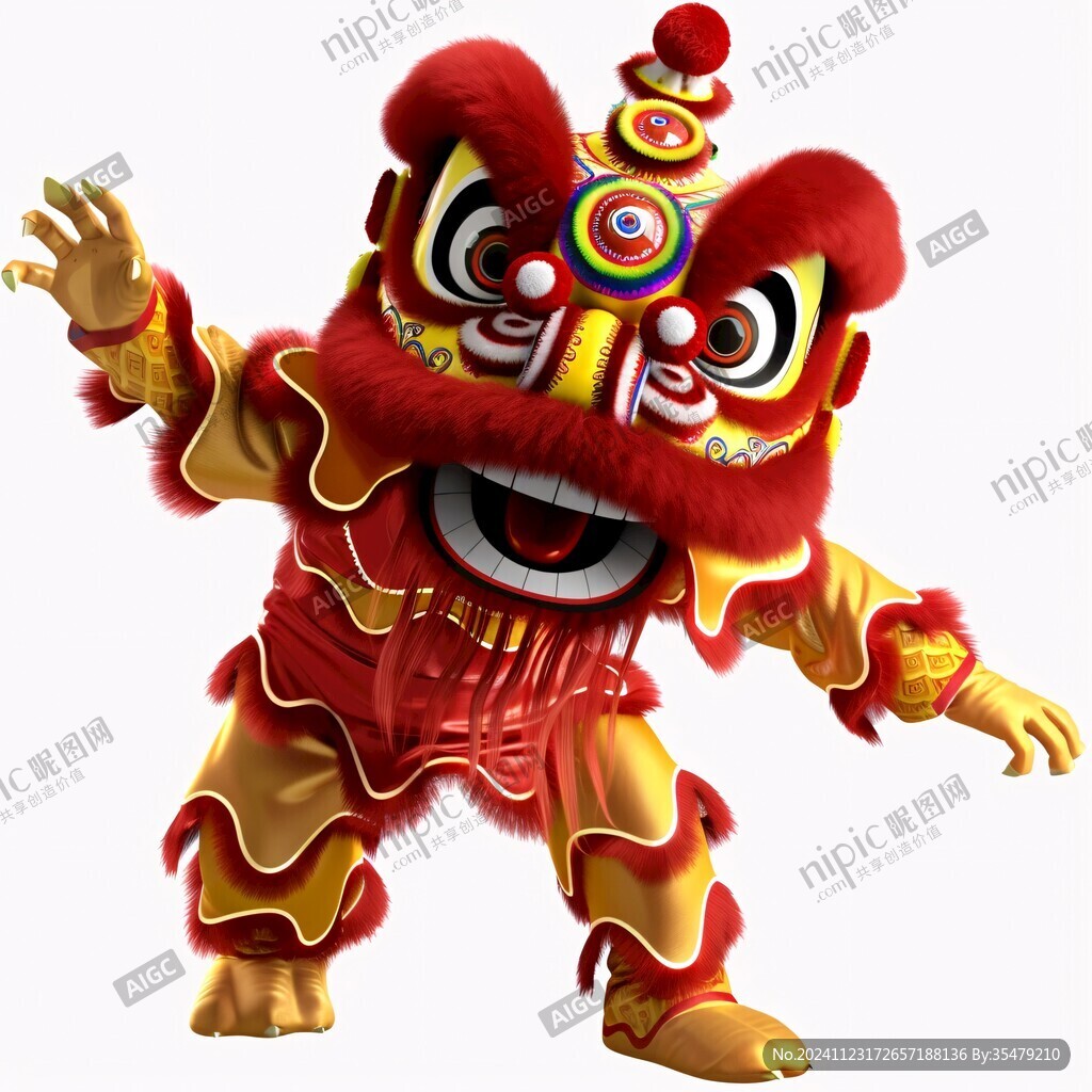 卡通舞獅人物
