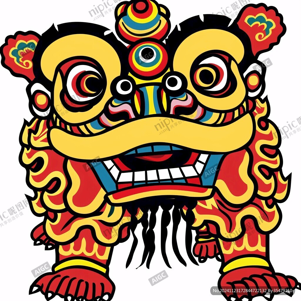 舞獅貔貅插畫