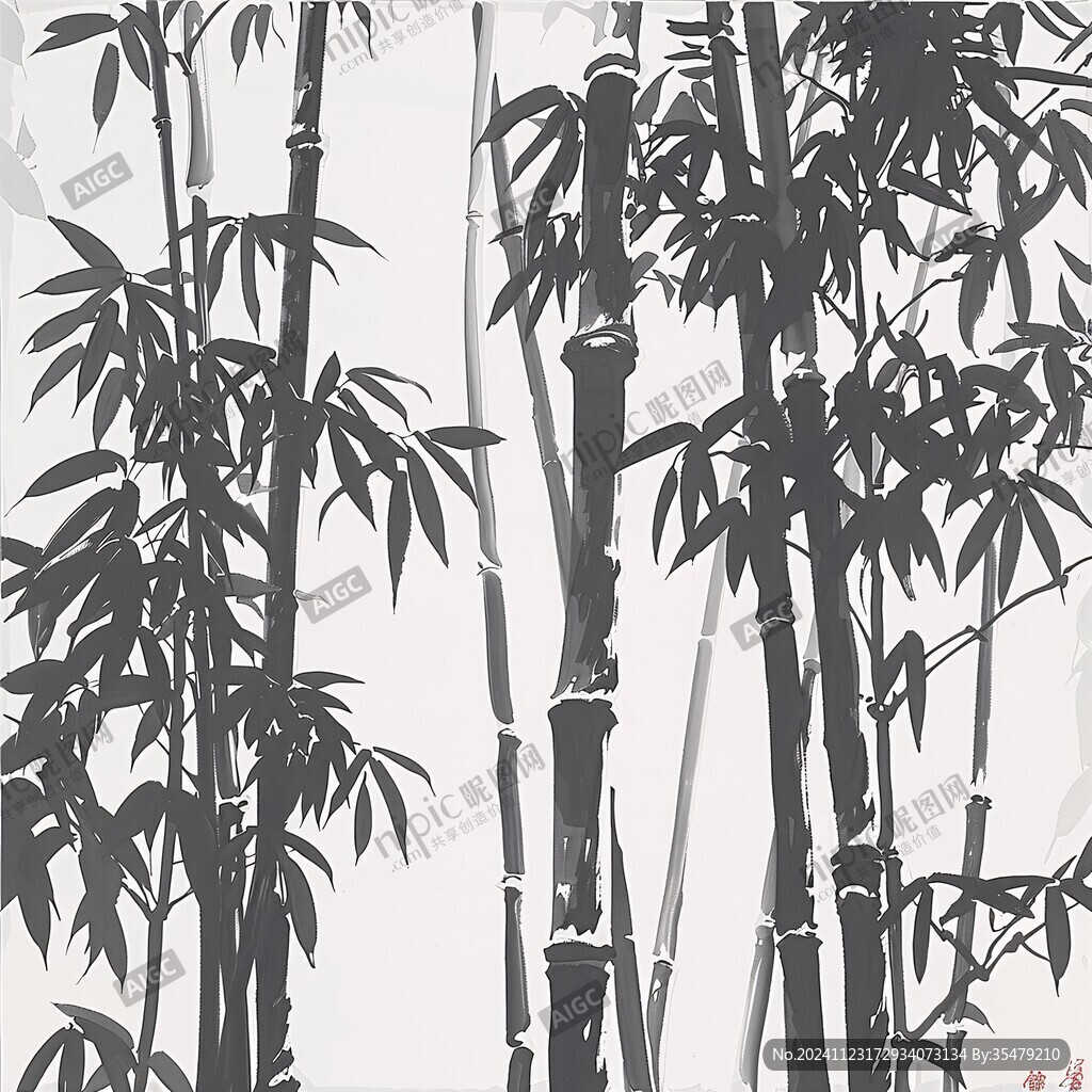 巨幅竹影裝飾畫