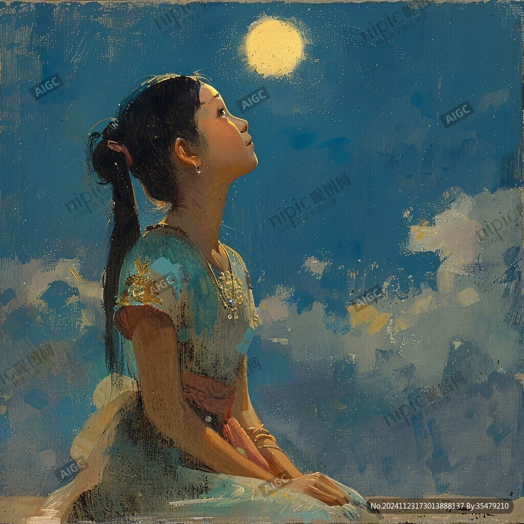 月光下的少女