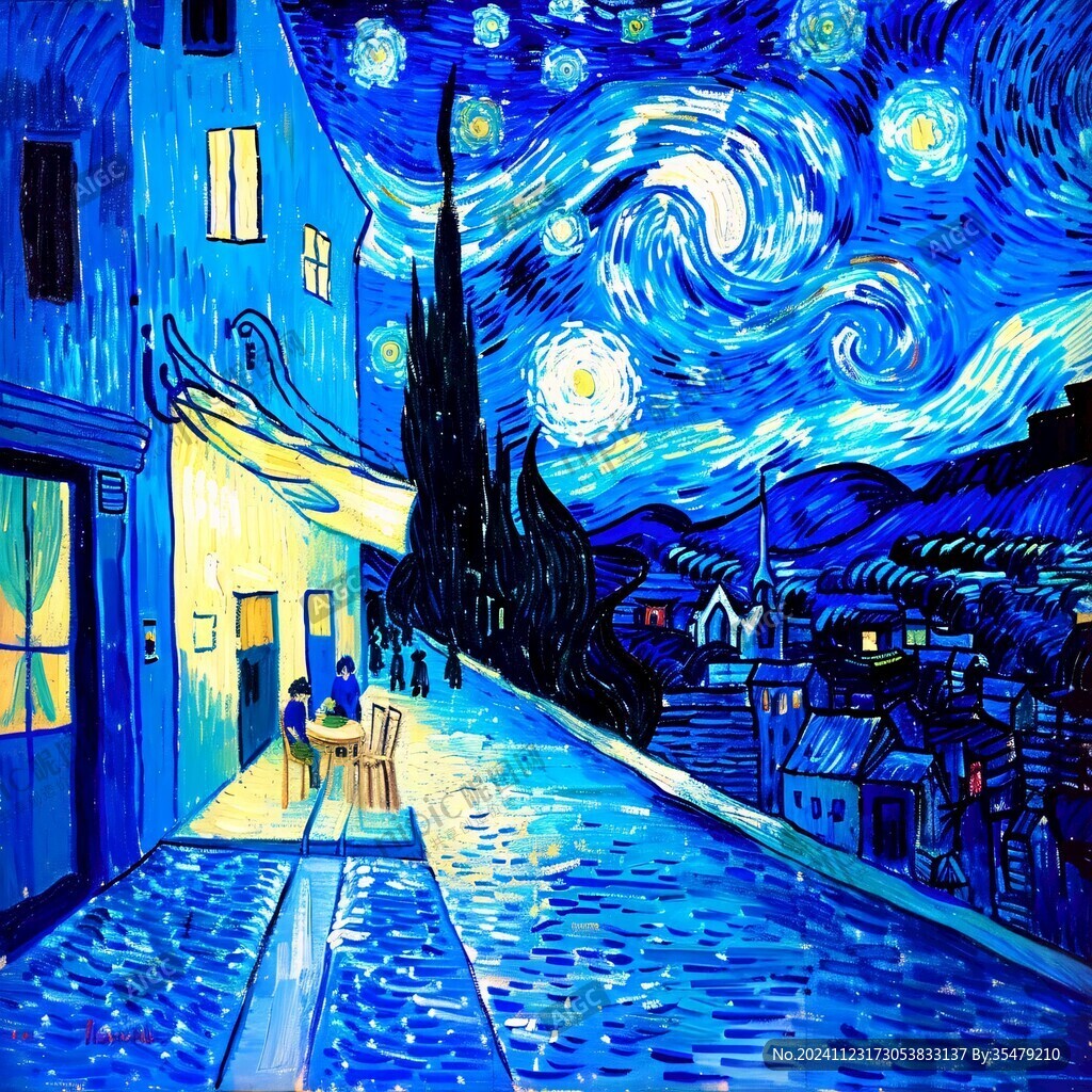 夜景油畫