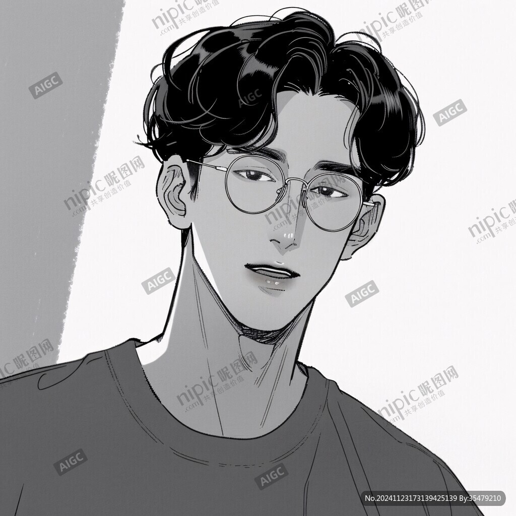 男生頭像插畫