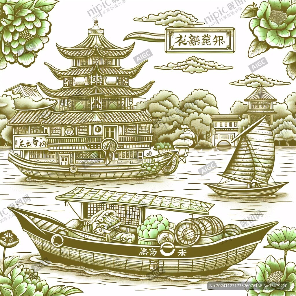 甲秀樓插畫