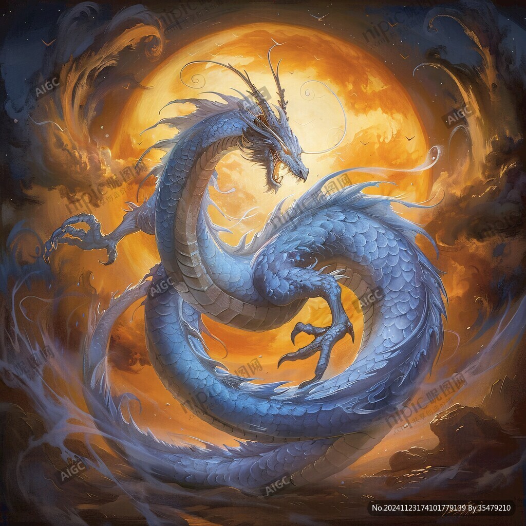 雙龍戲珠插畫