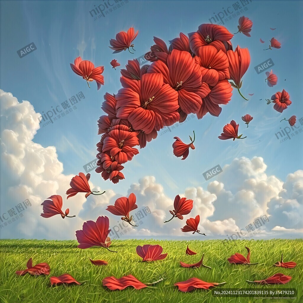 3d紅色花