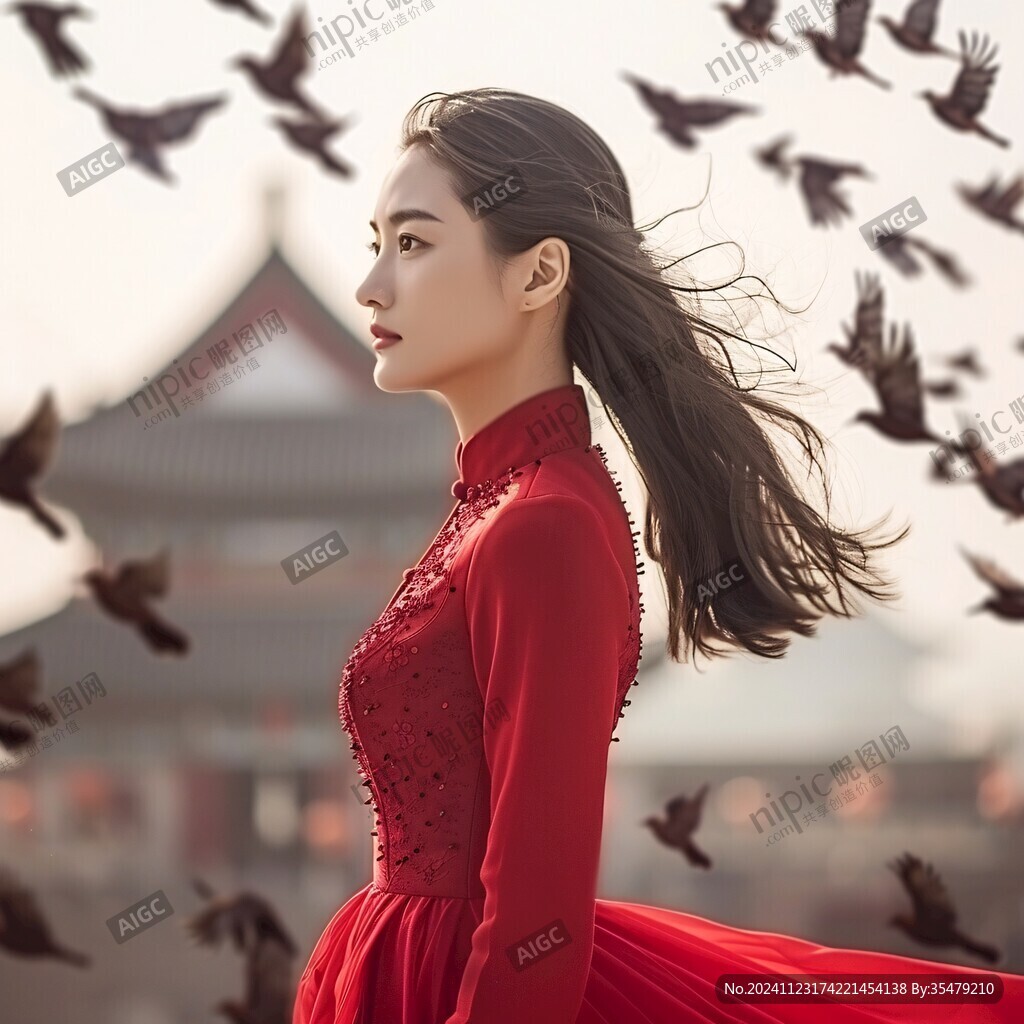 紅裙婀娜背影