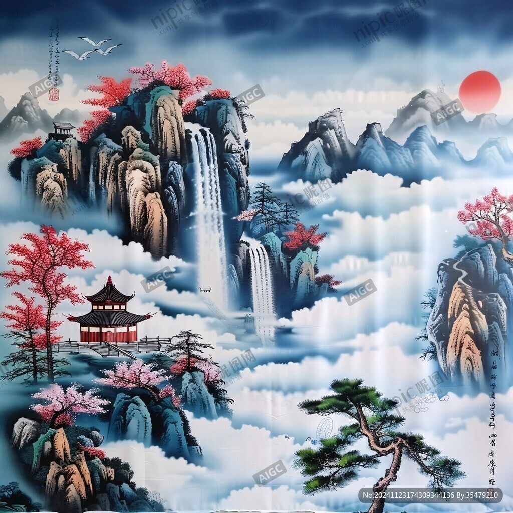 迎客松掛畫壁畫墻紙
