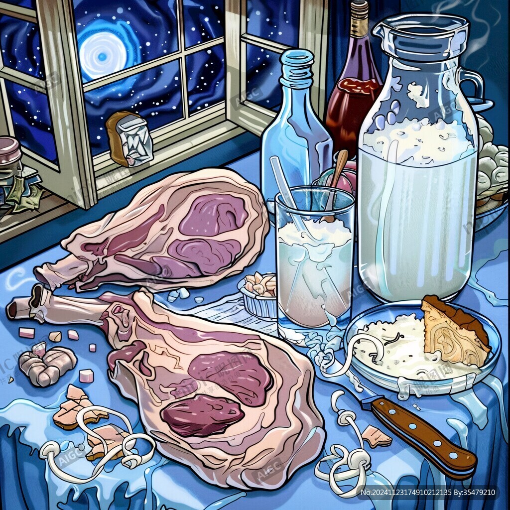 大雪腌肉插畫