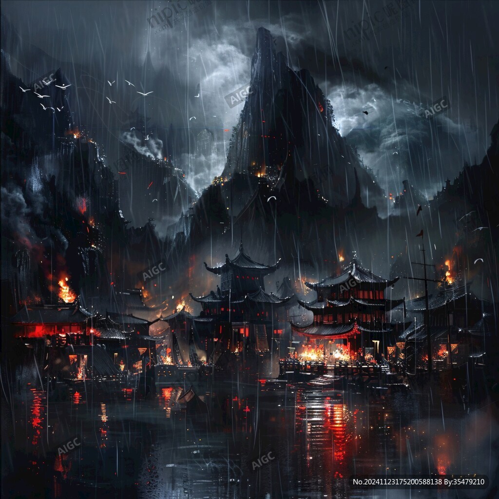 煙雨插畫