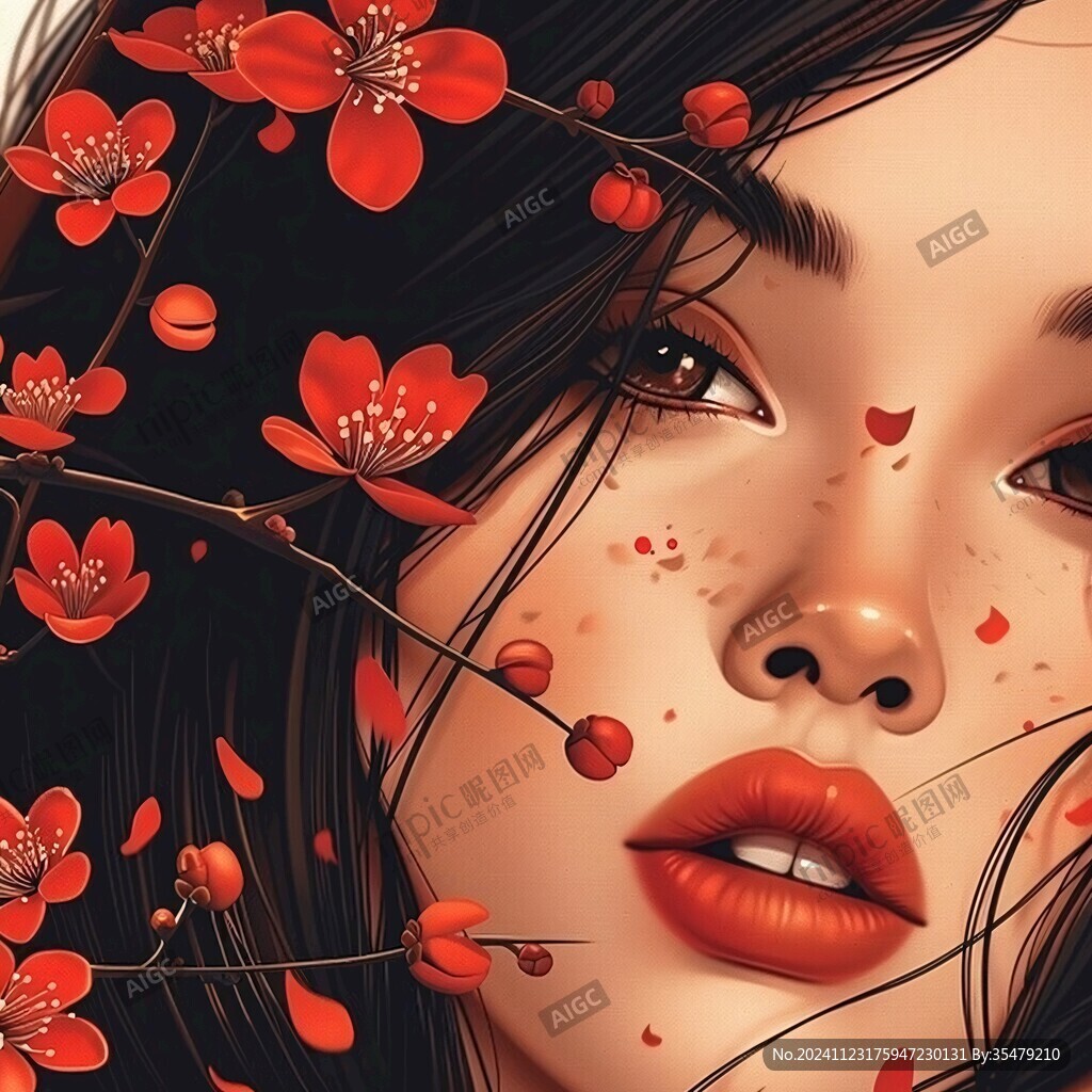 涂口紅插畫