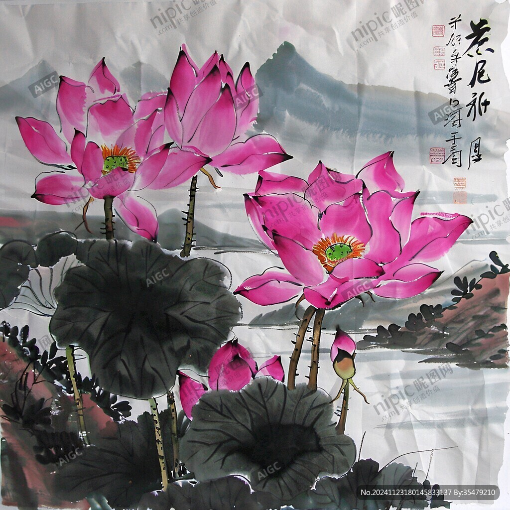 數(shù)碼印刷荷花