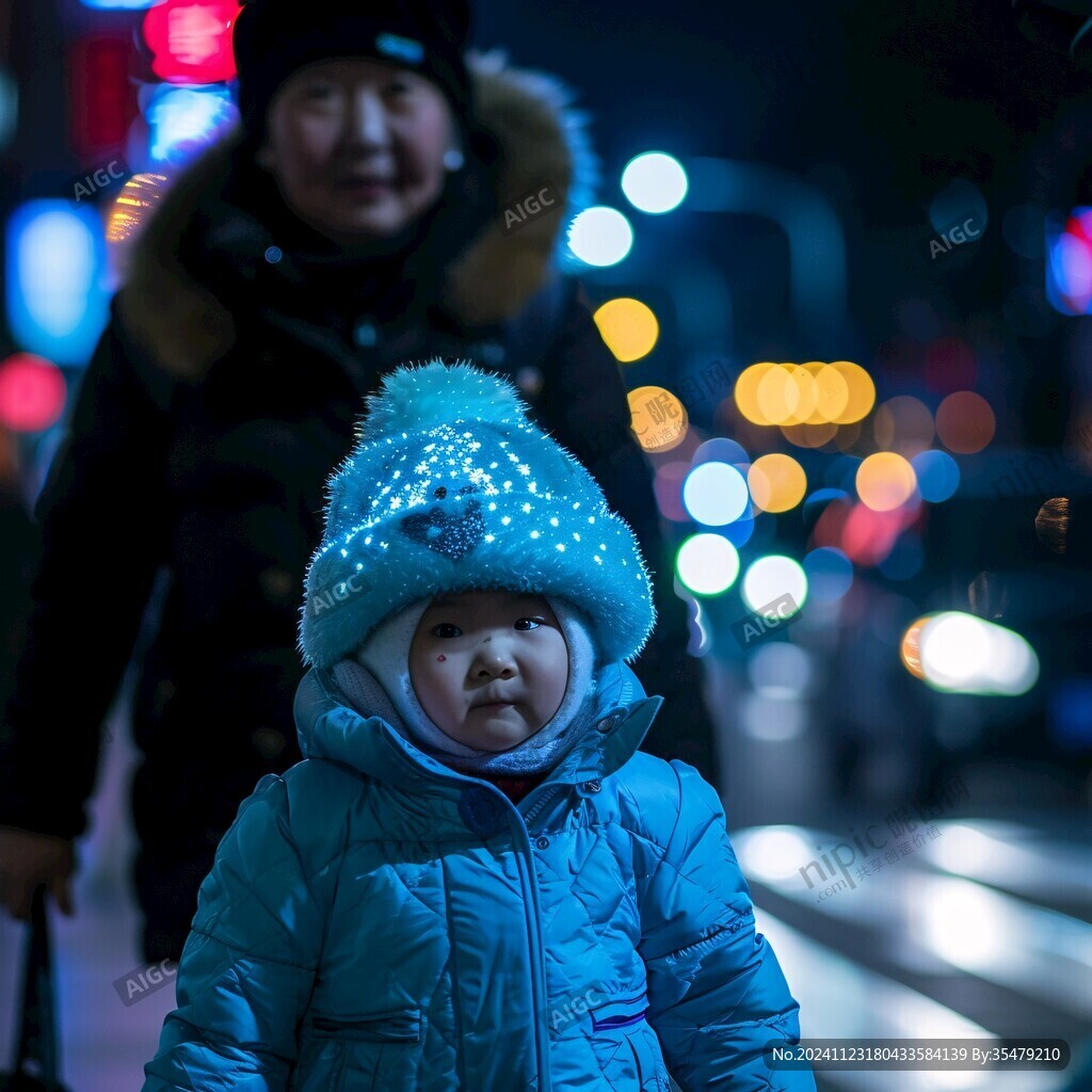 兒童夜景人像
