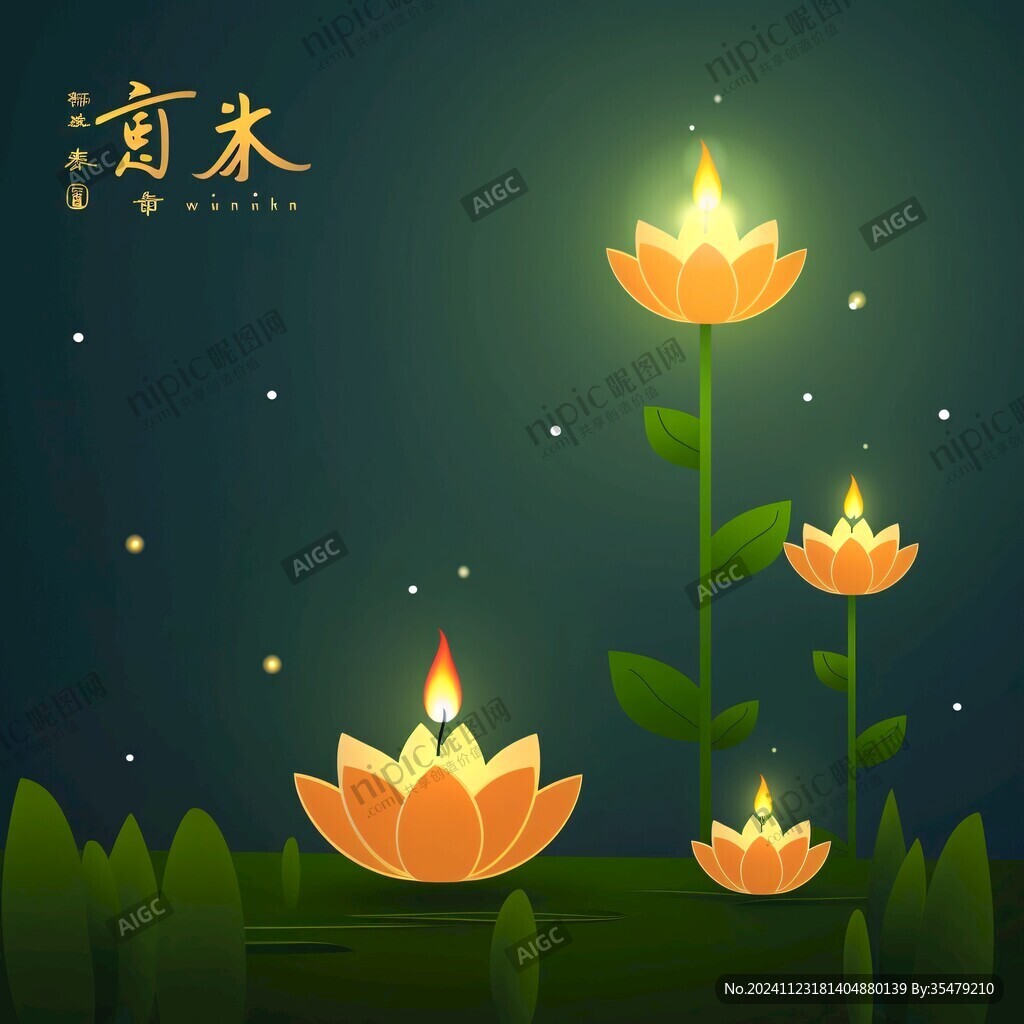 蓮花燈插畫