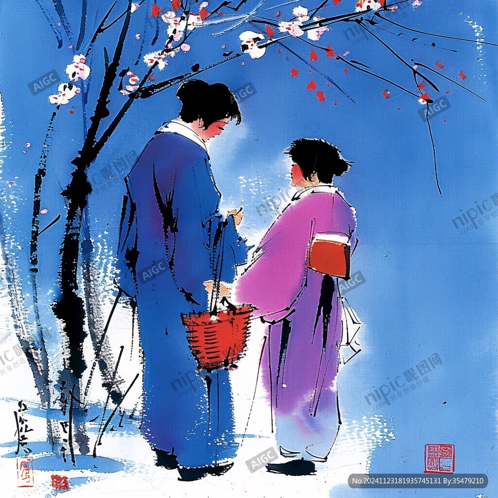 梅樹下的男女