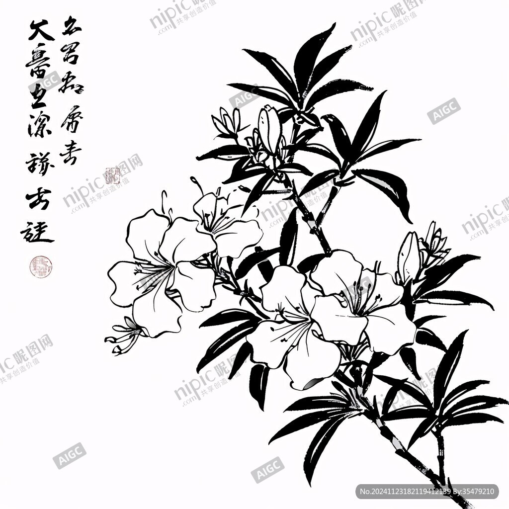 手繪夾竹桃