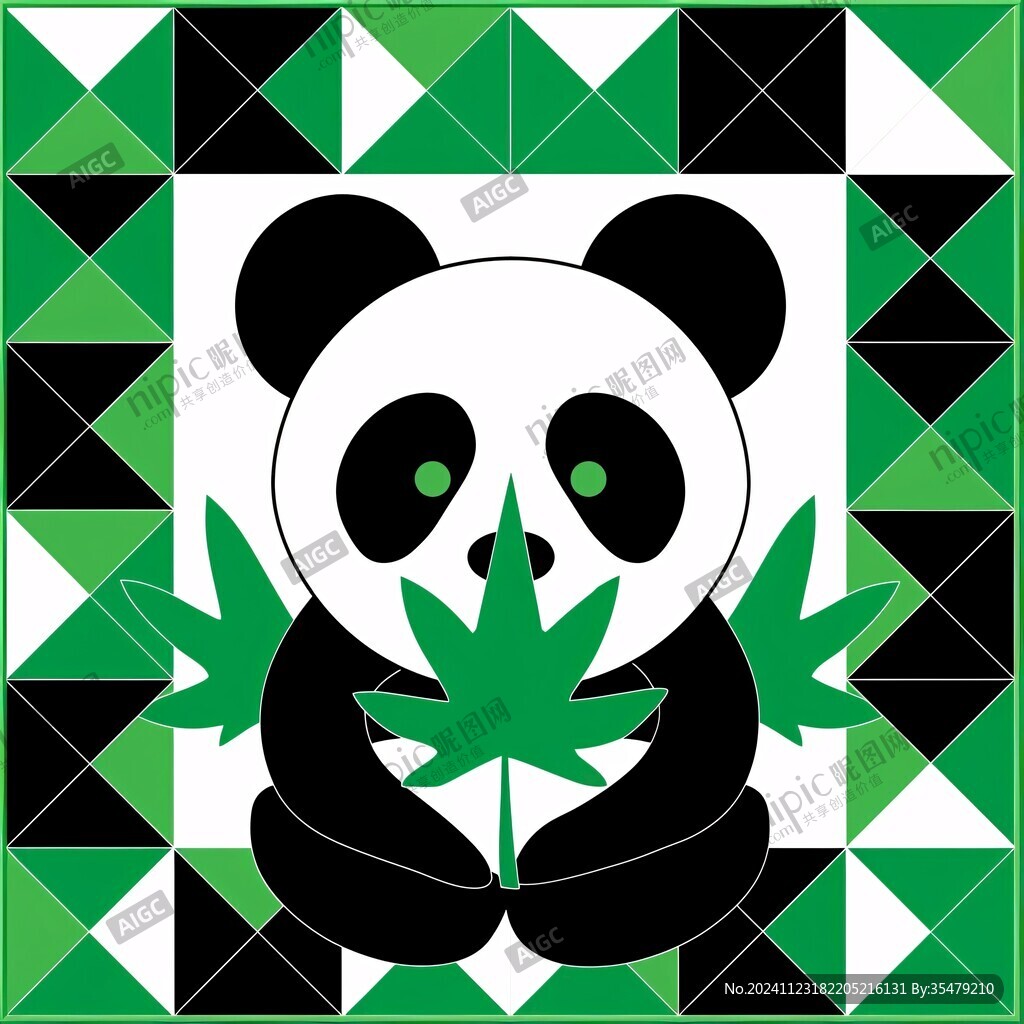 科技熊貓圖案印花