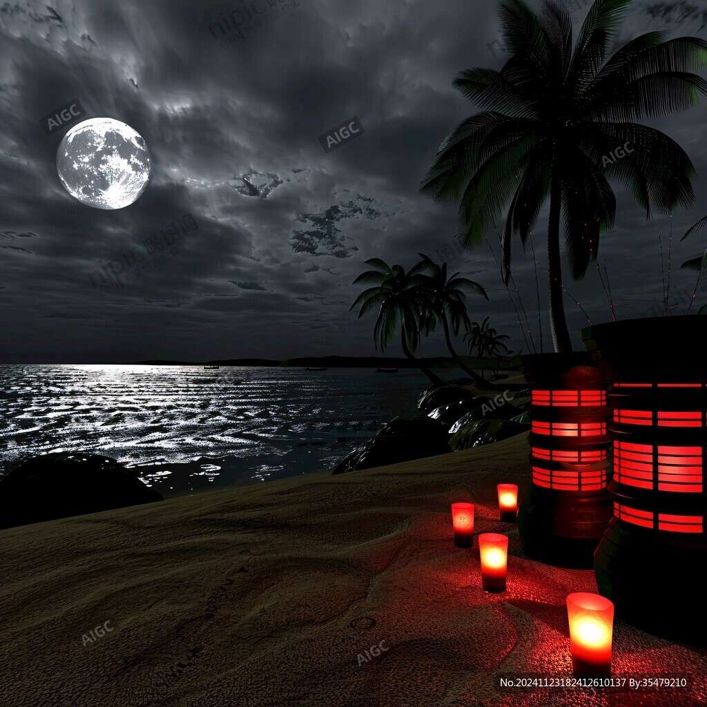 海灘月夜