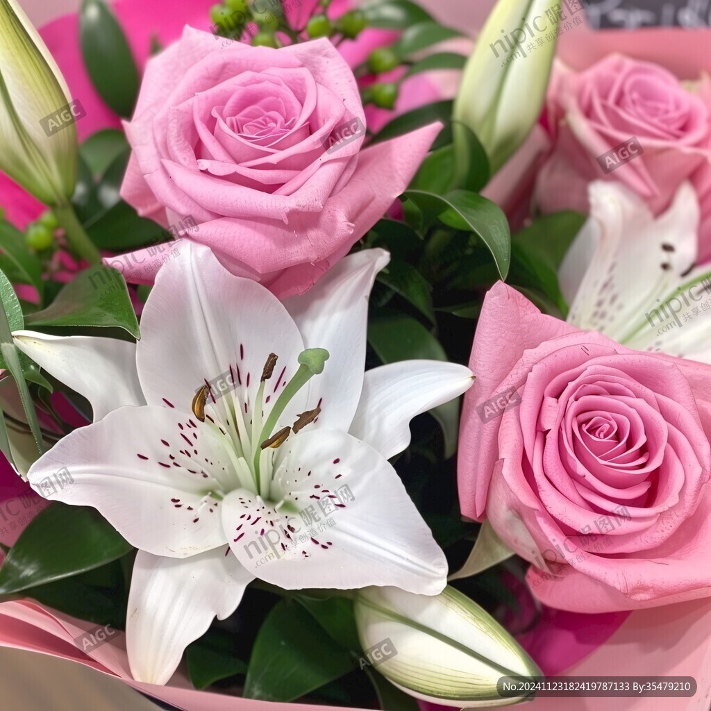 百合花玫瑰滿天星