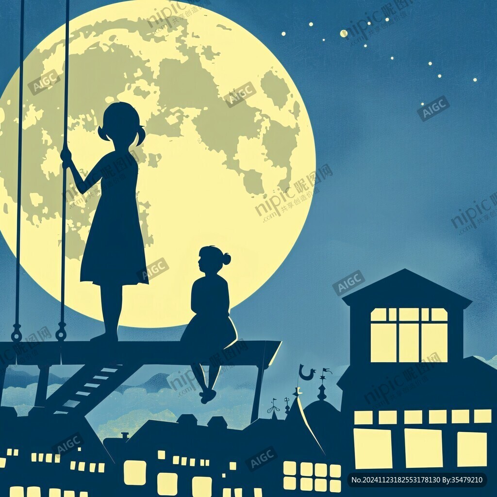 夜晚月下聊天