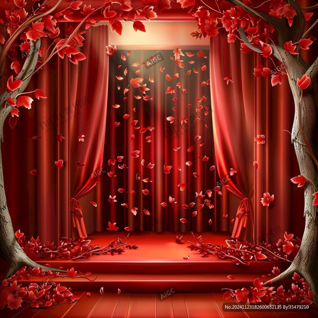 紅色婚禮劇場風(fēng)舞臺