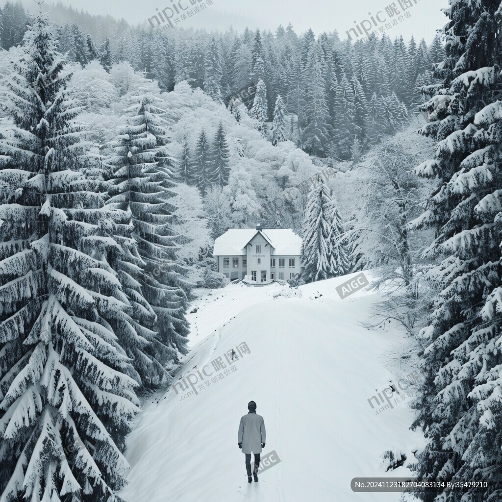 賞雪景的人