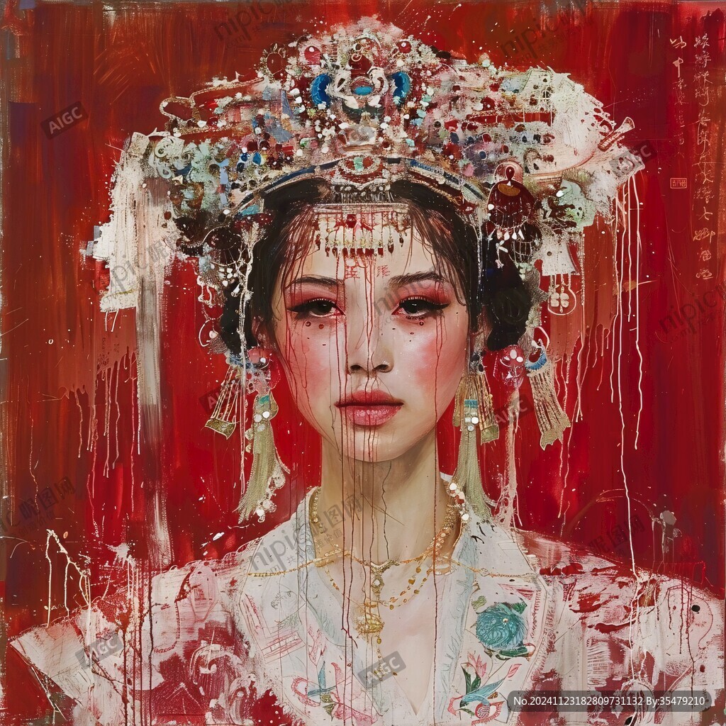水彩清朝美女