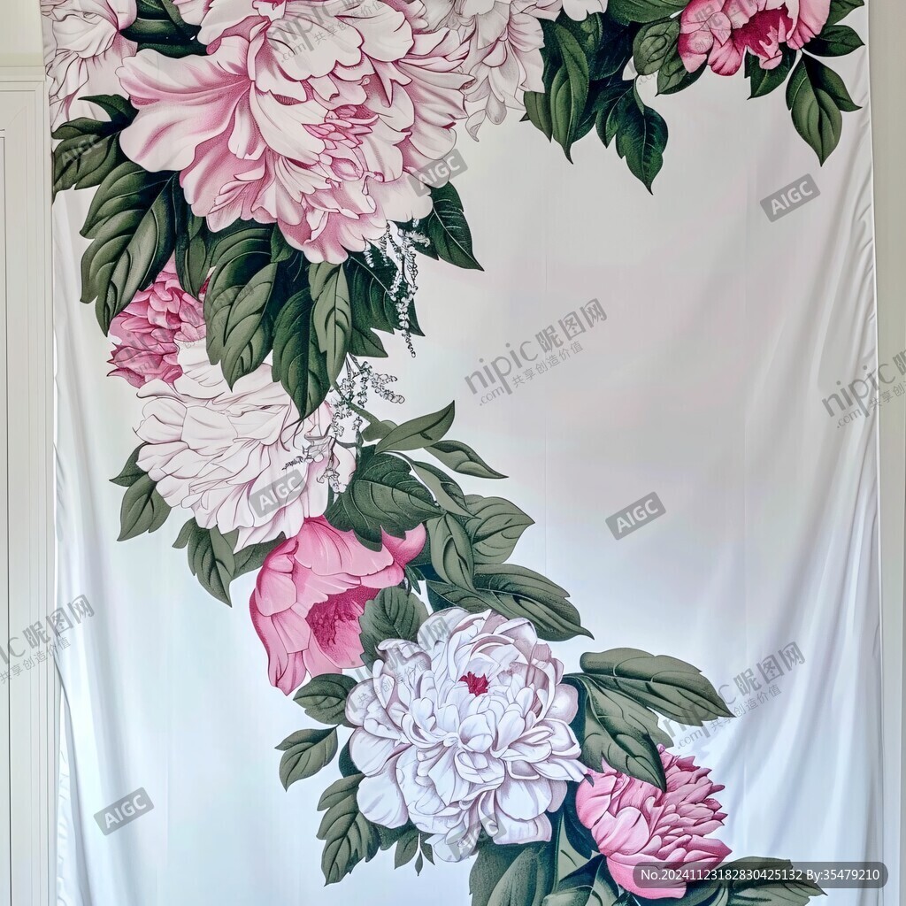 立體手繪牡丹花卉