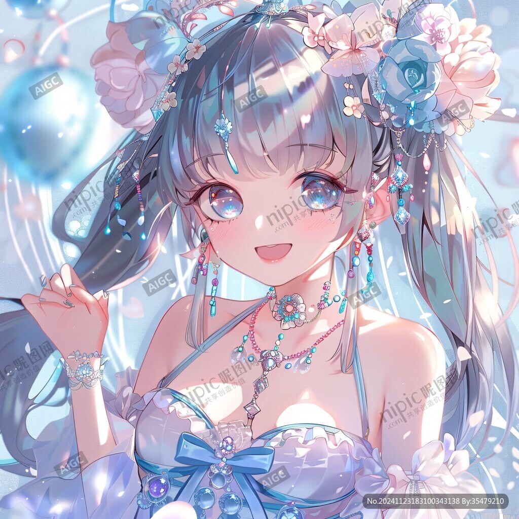 二次元甜美女孩插畫