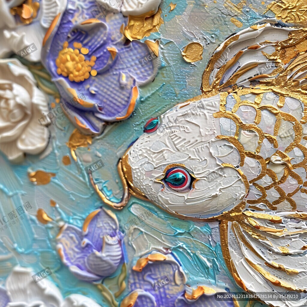 3d立體浮雕花鳥