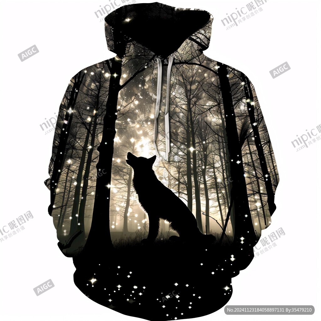 手繪創(chuàng)意狼狗休閑服裝