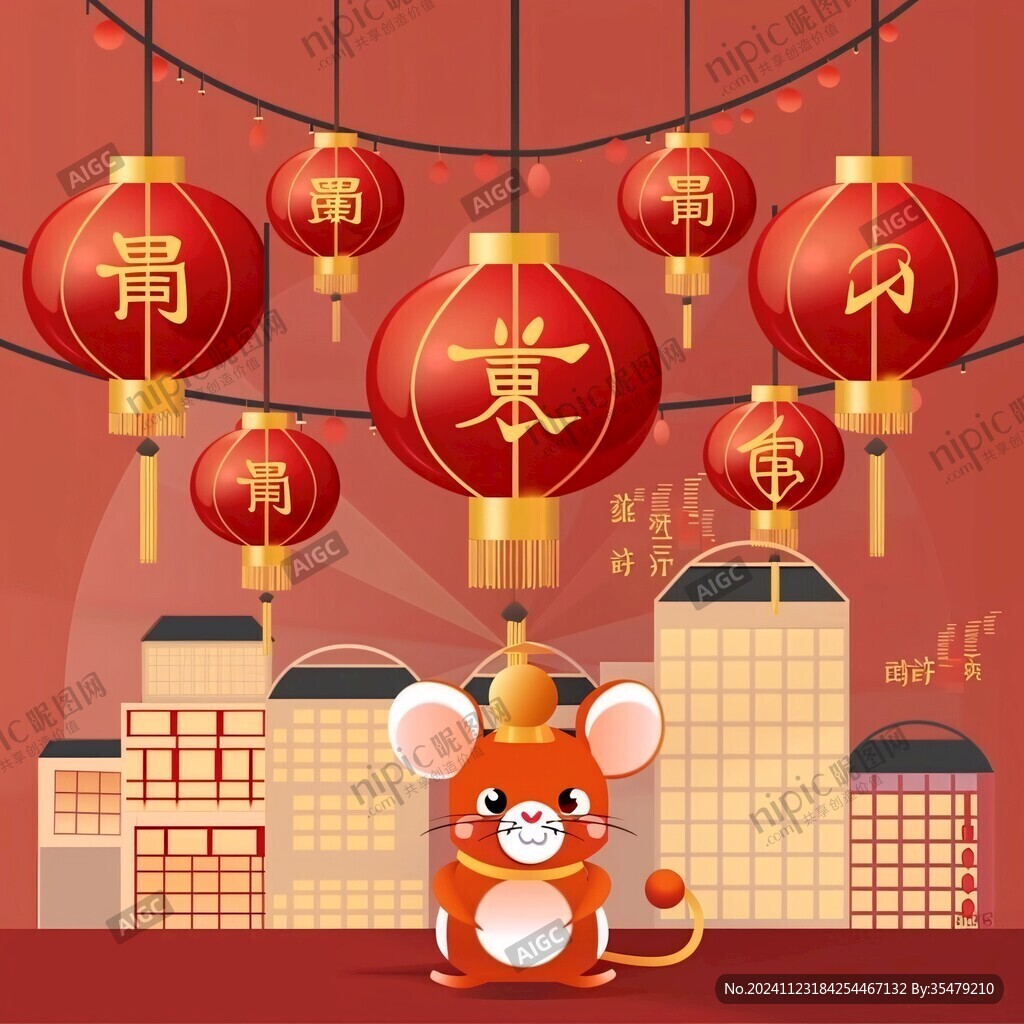鼠年拜年插畫