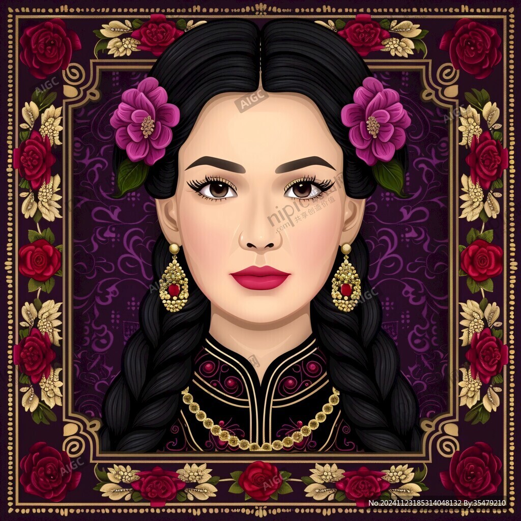 哈尼族美女插畫