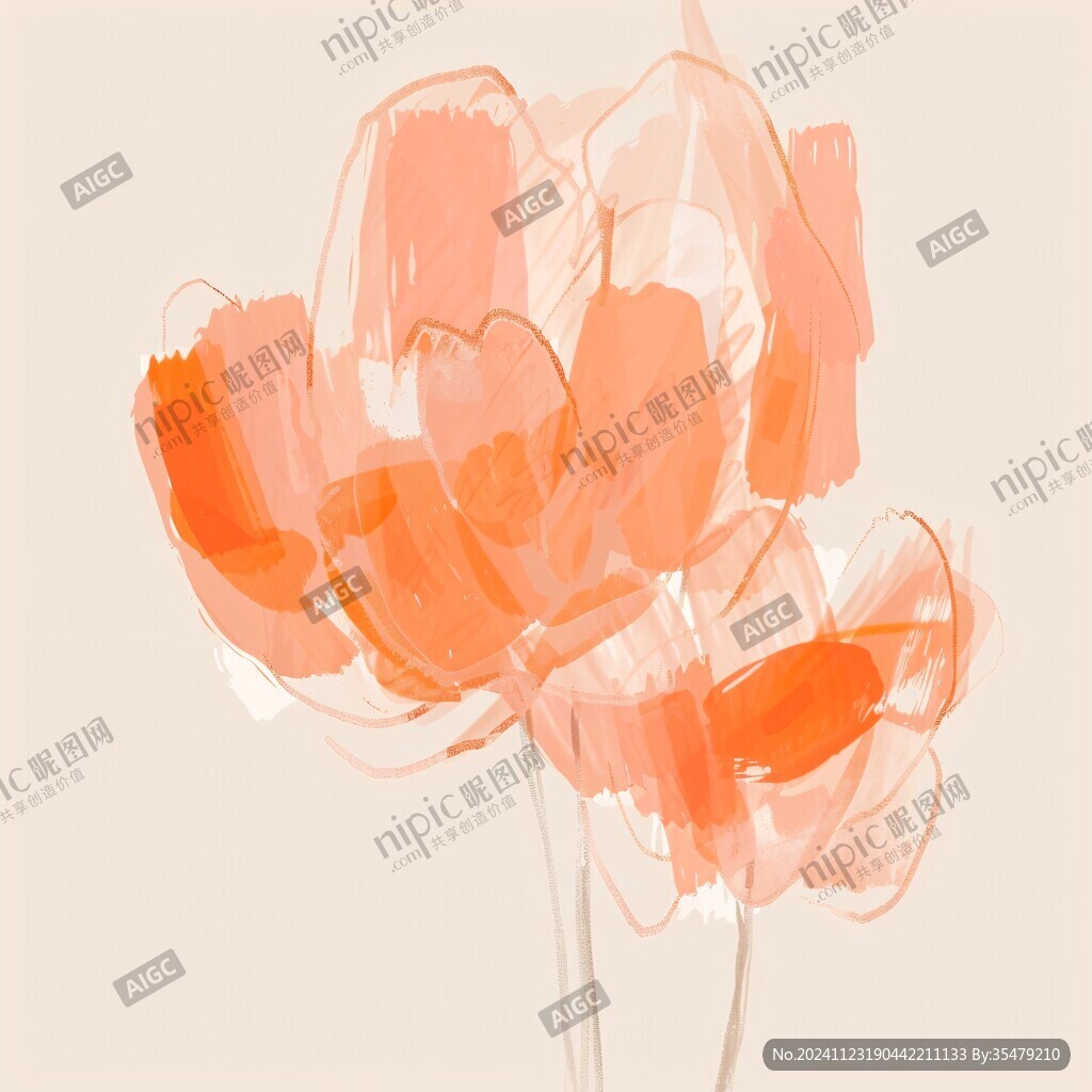 郁金香手繪肌理插畫