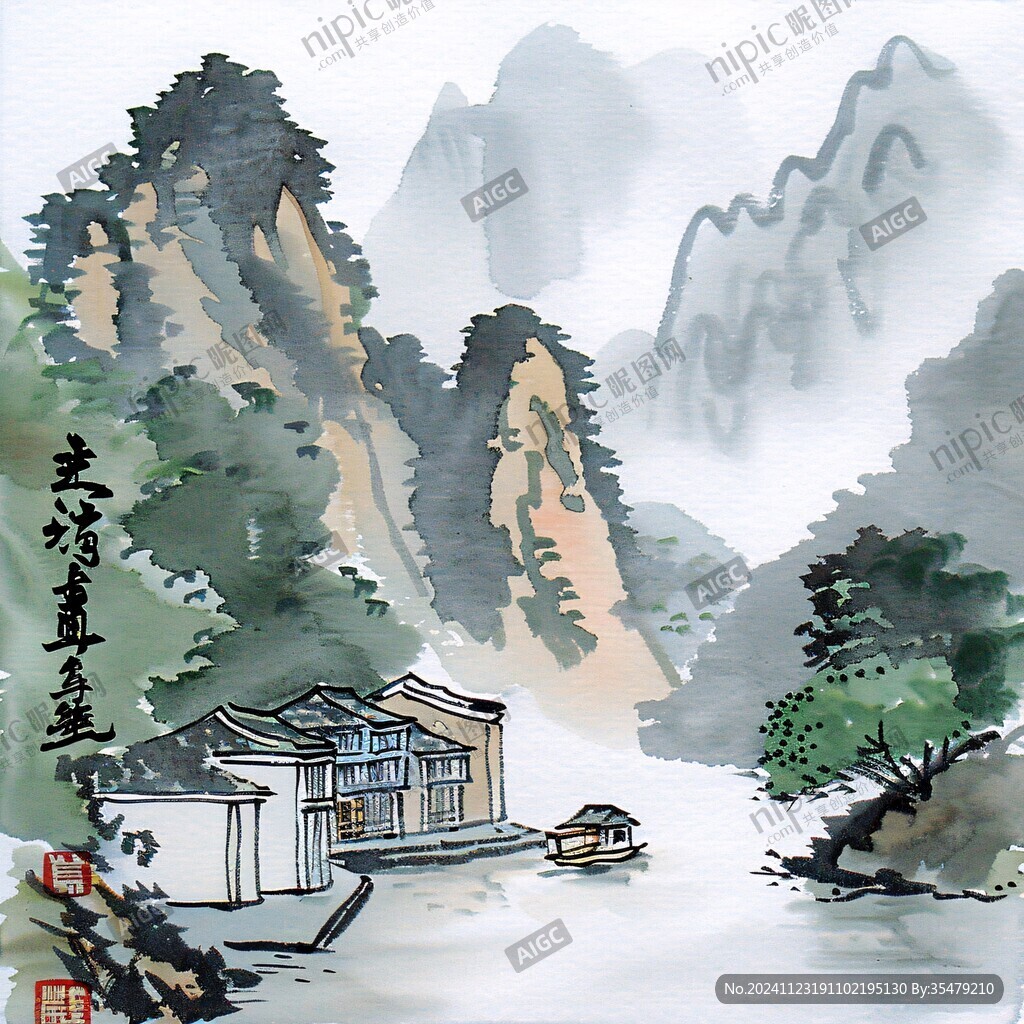 鼠繪山水畫