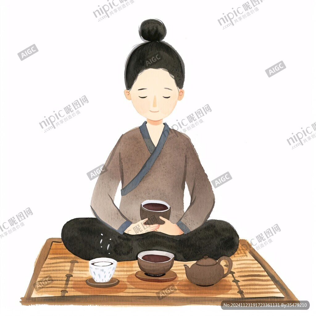喝茶人物插畫(huà)