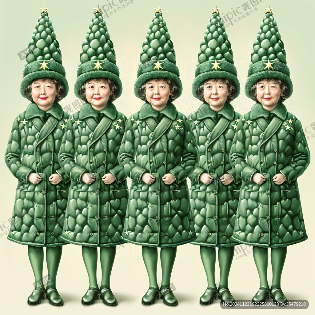 身穿綠色翻領(lǐng)毛皮袍
