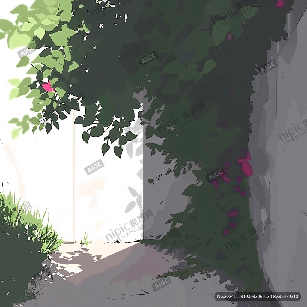 墻角的花園花園插畫(huà)