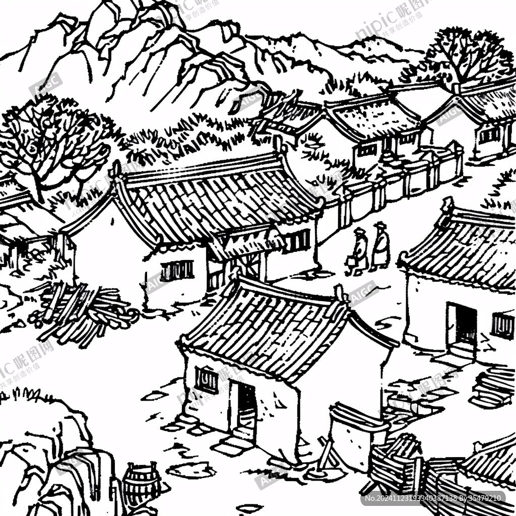 手繪農(nóng)家院落